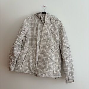 BURTON Insulated White Ski Jacket Full Zip Plaid Winter Outdoors Women’s Large